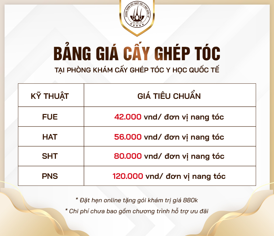 Bảng giá cấy tóc