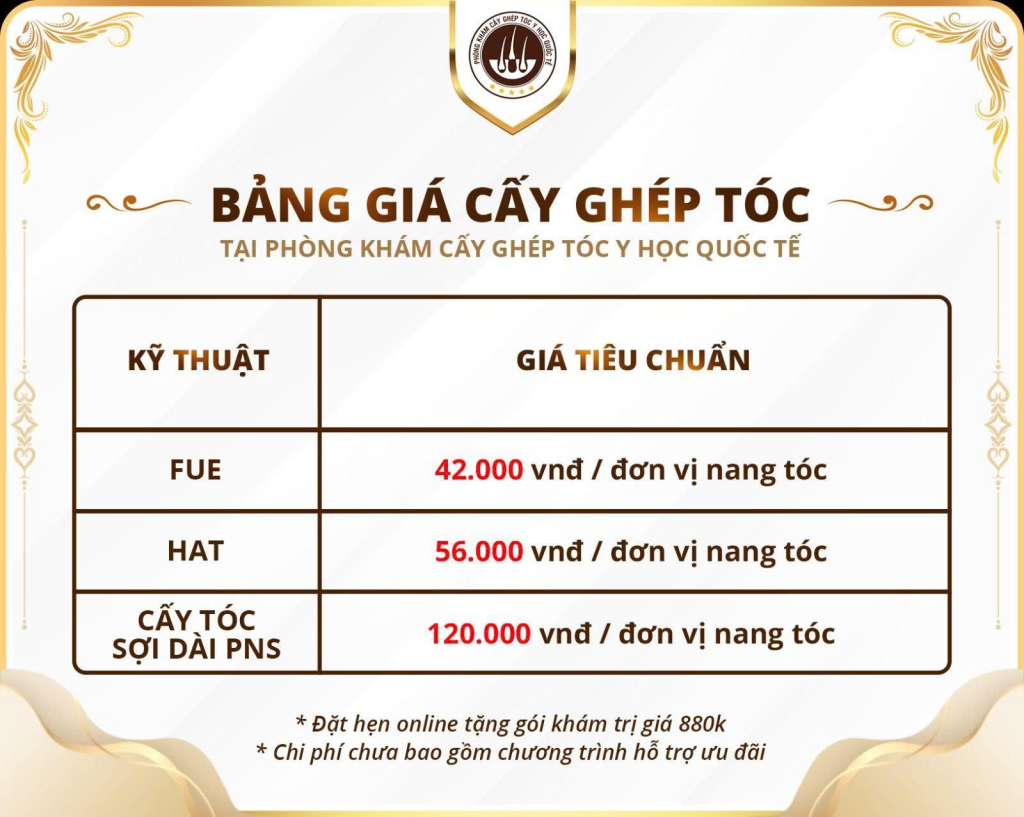 bảng giá cấy tóc